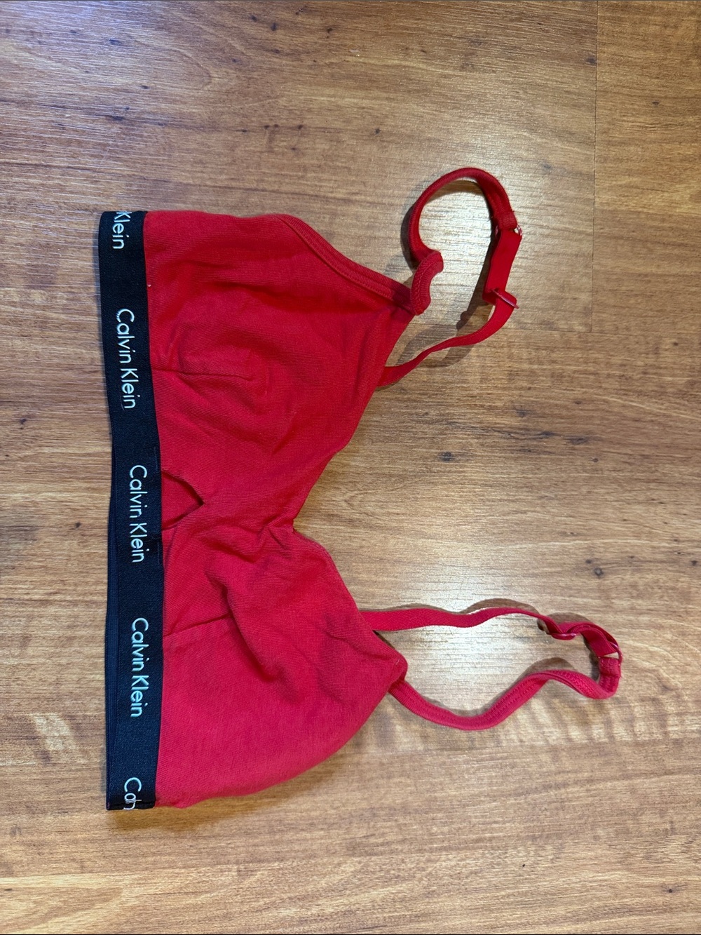Calvin Klein Red Cotton Bralette with Black Branded Band
